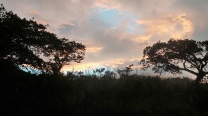 Solnedgang undervegs, før regnet kom